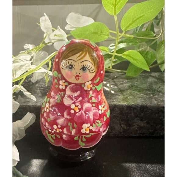 Hand-Painted Russian Nesting Dolls Set  5 Pieces Bright Floral Design Vintage - Picture 11 of 11